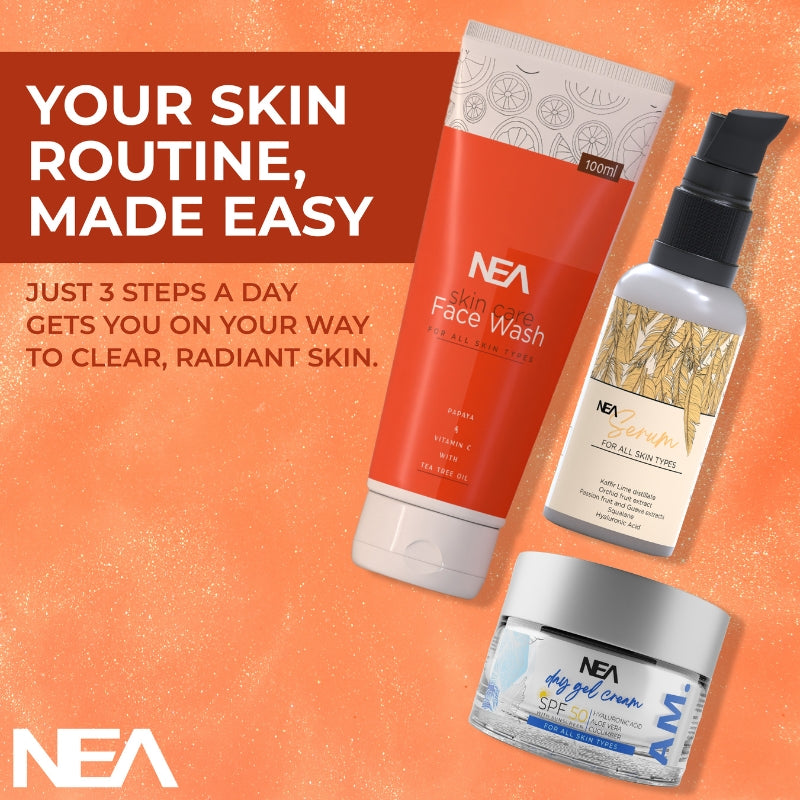 NEA Daily Routine Gift Set For Skin Glow, Hydration, Moisturize & Oil Clearance