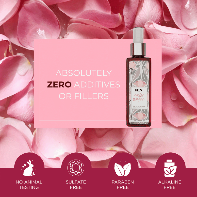 NEA Pure Rose Water (Gulab Jal) Toner - Natural & Anti-Inflammatory for Soothing & Hydrating Skin | 100ml