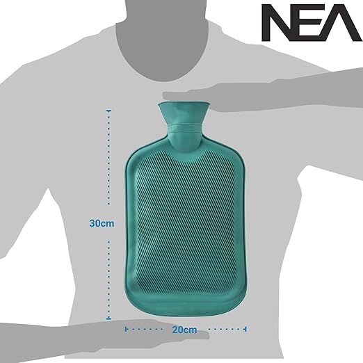 NEA Rubber Hot Water Bag for Pain Relief – 2L, Green, Non-Electric Heating Pad for Cramps, Back & Joint Pain
