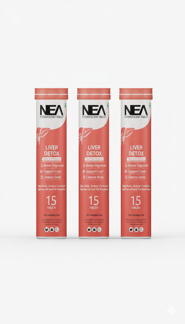 Nea Liver Detox Effervescent Tablets | 10 Super Ayurvedic Herbs | Reduce Cholesterol (15 Tablets)