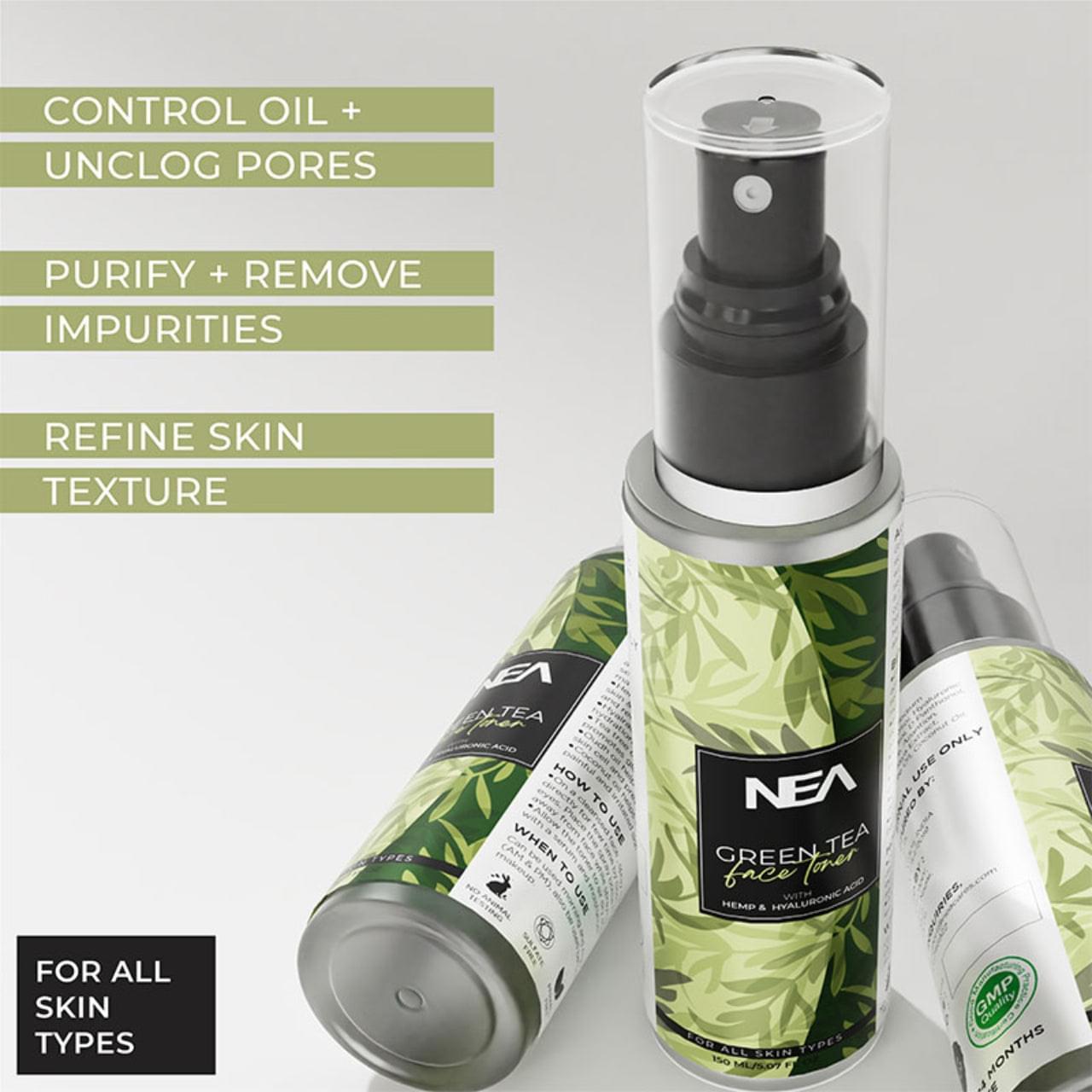 NEA Green Tea Face Toner with Hyaluronic Acid and Oudh Effect - Refreshing and Hydrating | 100ml