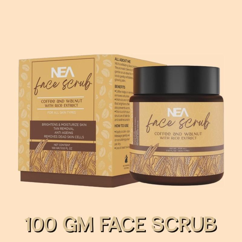 Nea Coffee Walnut Face Scrub with Rice Indulgence | Natural Exfoliation | #neacares