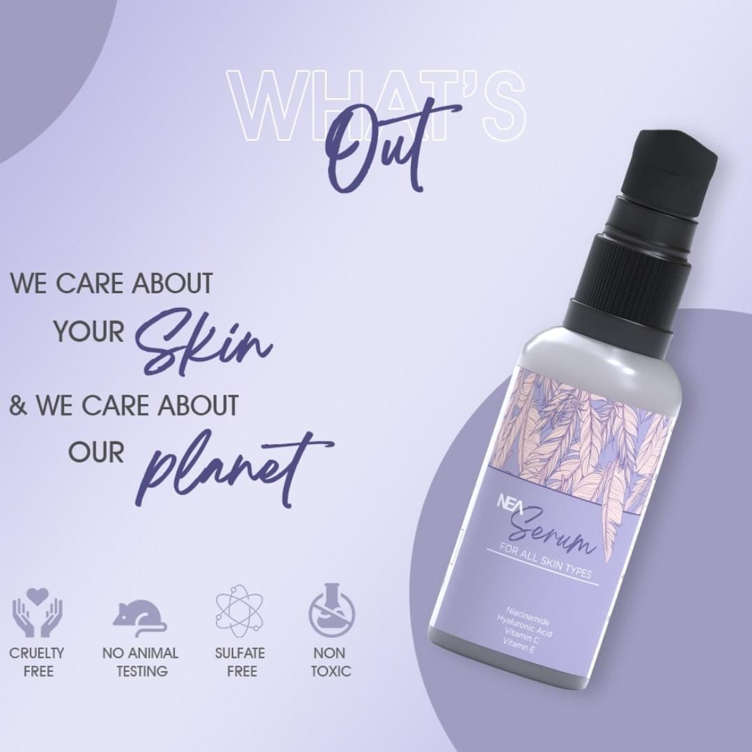 NEA Face Serum with Hyaluronic Acid, Niacinamide, Vitamin C & E | Glow, Anti-Aging & Hydrating | 30ml