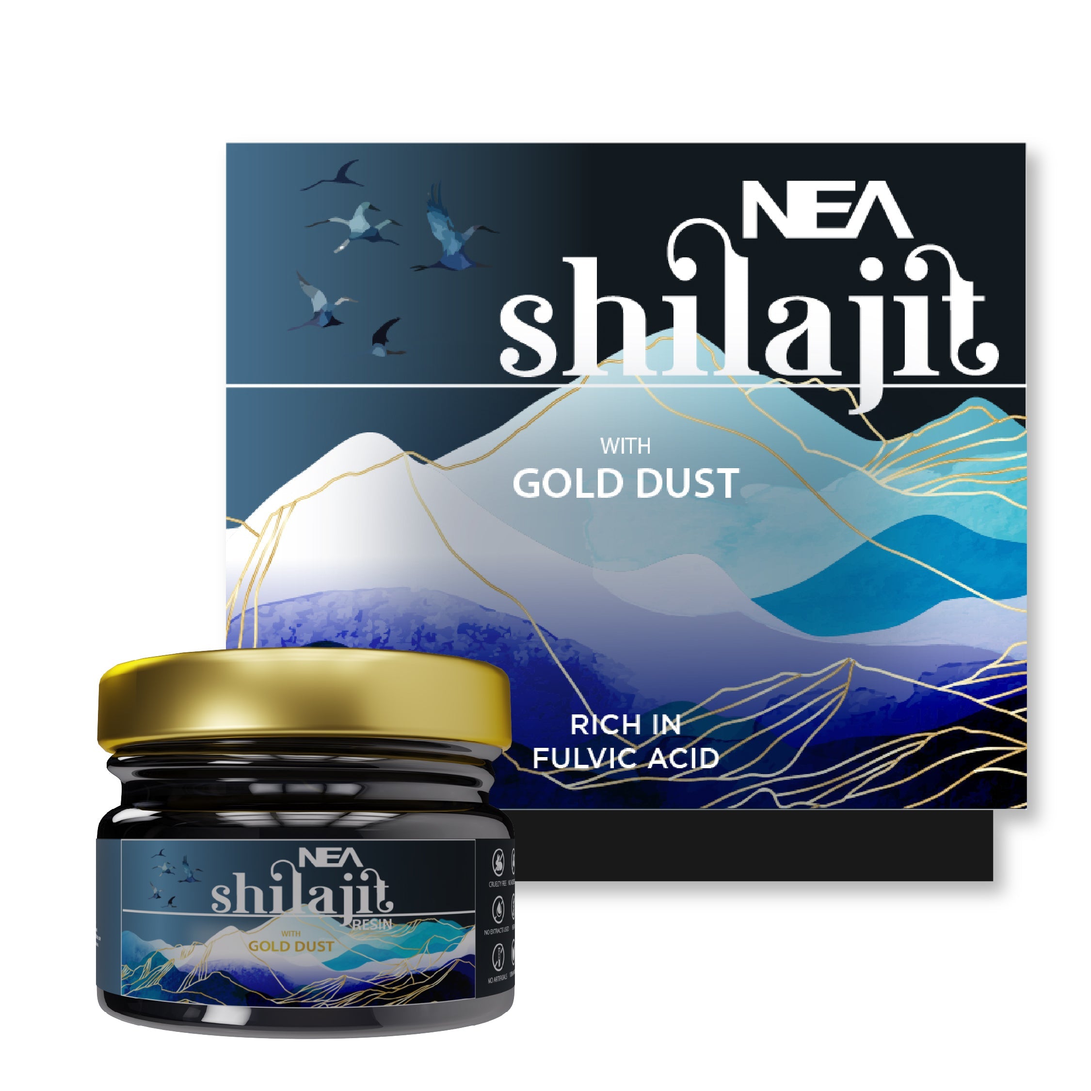 NEA Shilajit with Gold Dust For Strength, Stamina, Muscle Growth (15 gm) with 80% Fulvic