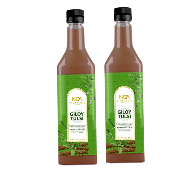 Nea آیورویدک تلسی گلائے جوس برائے قوت مدافعت، تناؤ میں کمی اور ڈیٹوکس (1000ML)