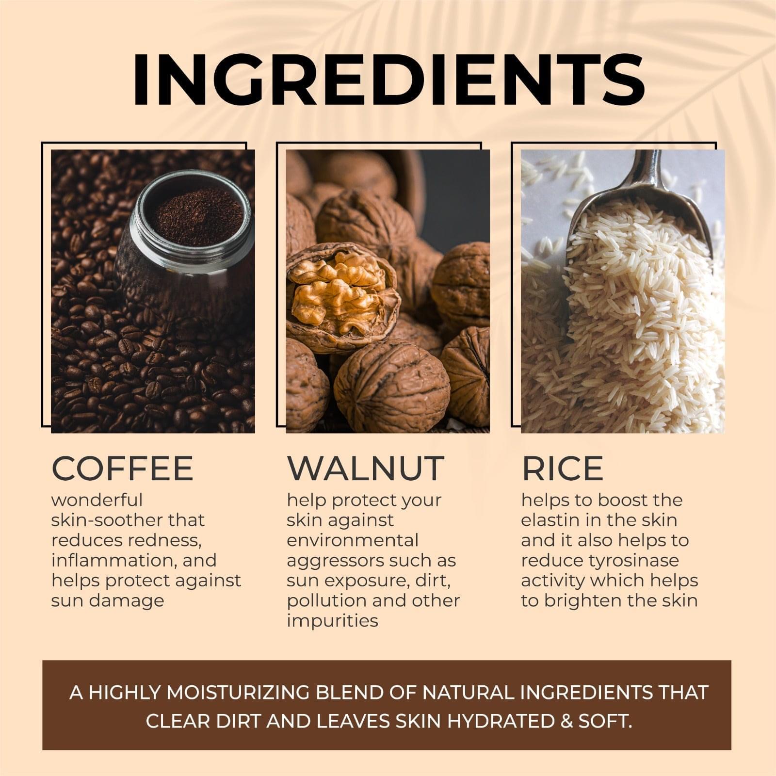 Nea Coffee Walnut Face Scrub with Rice Indulgence | Natural Exfoliation | #neacares