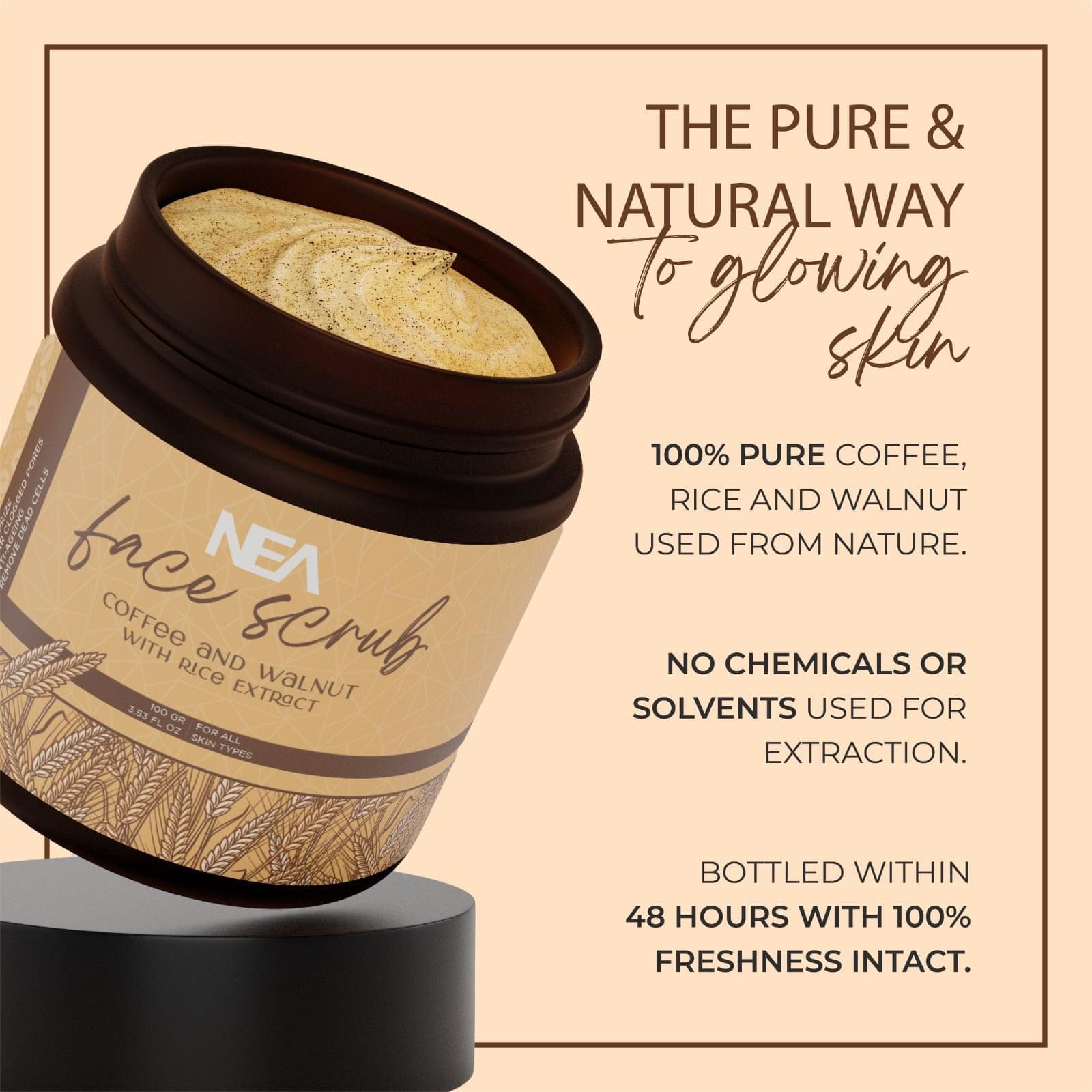 Nea Coffee Walnut Face Scrub with Rice Indulgence | Natural Exfoliation | #neacares