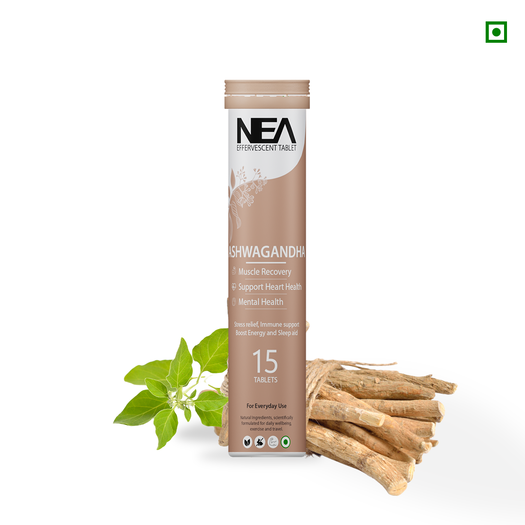 Nea आयुर्वेदिक अश्वगंधा इफ़र्वेसेंट टैबलेट | तनाव से राहत | ऊर्जा और दिमाग को बढ़ावा दें