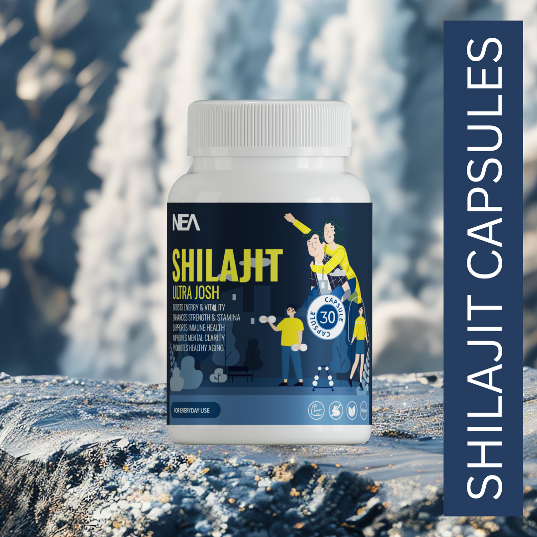 NEA شیلاجیت الٹرا جوش کیپسول اشوگندھا، محفوظ مصلی اور گوکھرو