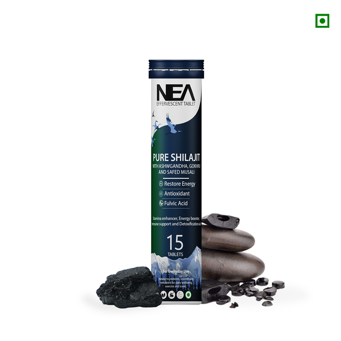 Nea Ayurvedic Himalayan Shilajit Effervescent with Ashwagandha, Safed Musli & Gokhru