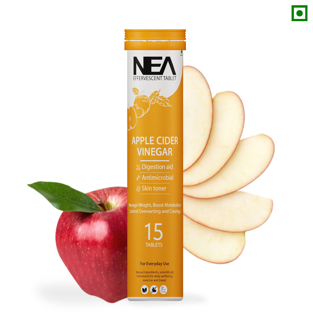 Nea Apple Cider Vinegar Effervescent Tablets | Weight Loss | Vitamin B6 & B12 |15 No  (15 Tablets)