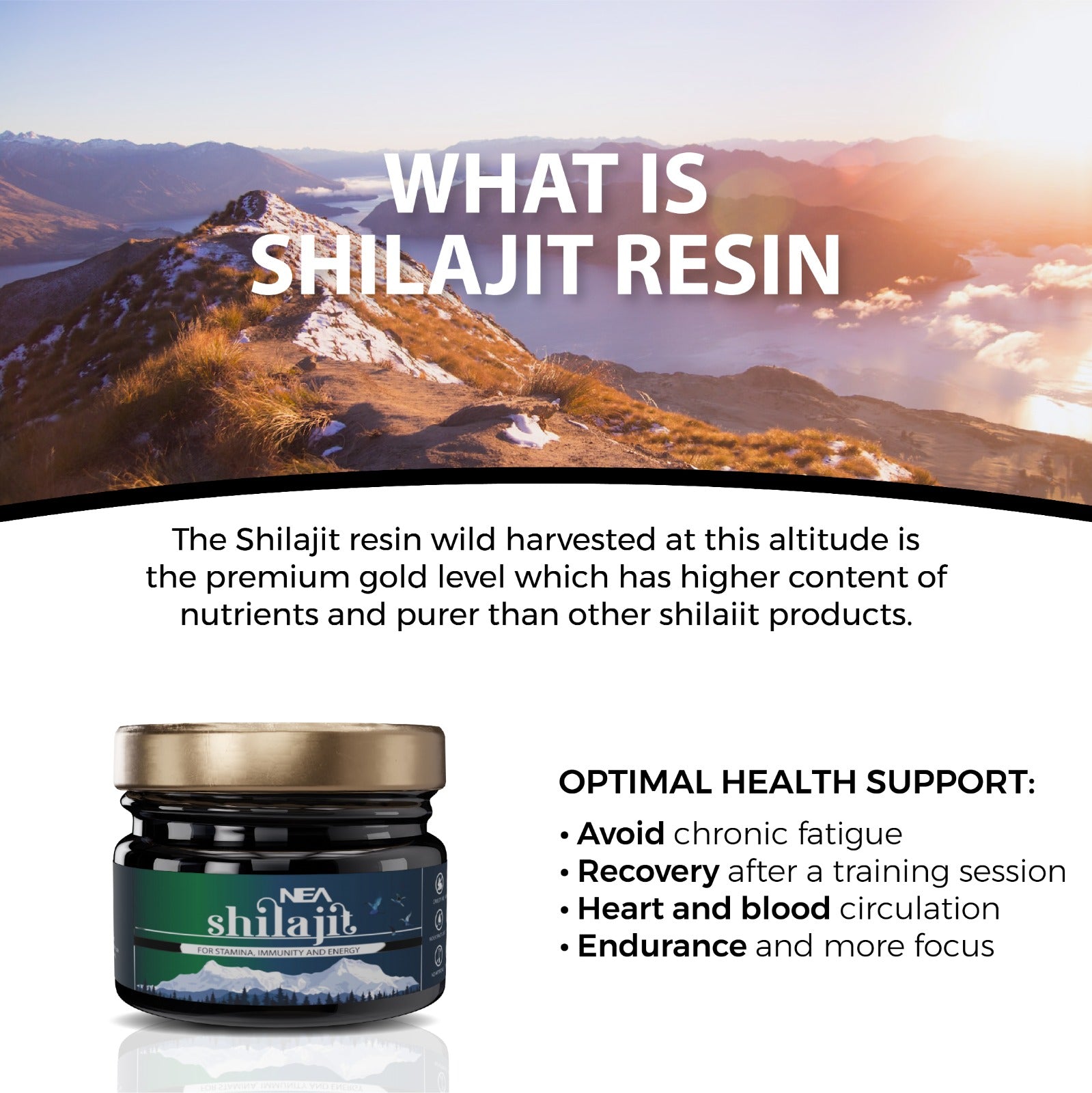 Nea Pure Shilajit: آپ کی توانائی کو بڑھانے، آپ کی قوت مدافعت کو بہتر بنانے اور مجموعی صحت کو فروغ دینے کا ایک قدرتی طریقہ 15Gm