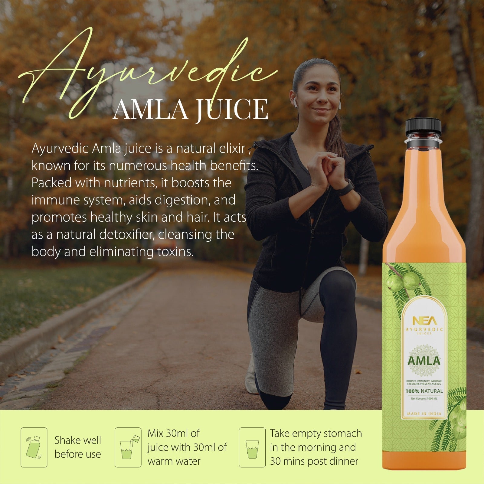 NEA Amla Ayurvedic Juice - Boost Immunity, Improve Eyesight, Prevent Aging (1000ML)