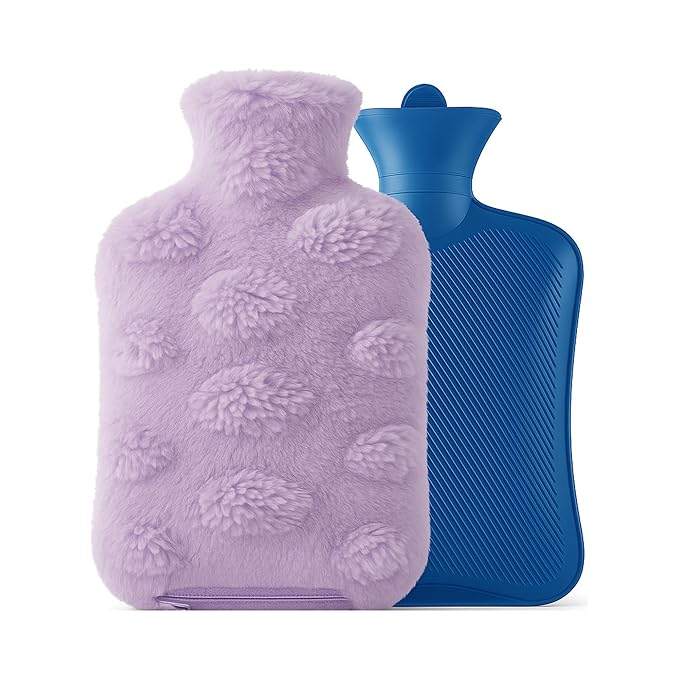 NEA Iconic Hot Water Bottle with Ultra Soft Cloud Cover (Washable), (2L) Non Electric Hot Water Bag for Hot and Cold Compress, Hand Feet Warmer, Heat Bag Ideal for Menstrual Cramps, Neck, Shoulder, Back and Joint Pain Relief, Lavender Colour