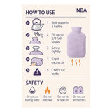 NEA Iconic Hot Water Bottle with Ultra Soft Cloud Cover (Washable), (2L) Non Electric Hot Water Bag for Hot and Cold Compress, Hand Feet Warmer, Heat Bag Ideal for Menstrual Cramps, Neck, Shoulder, Back and Joint Pain Relief, Lavender Colour