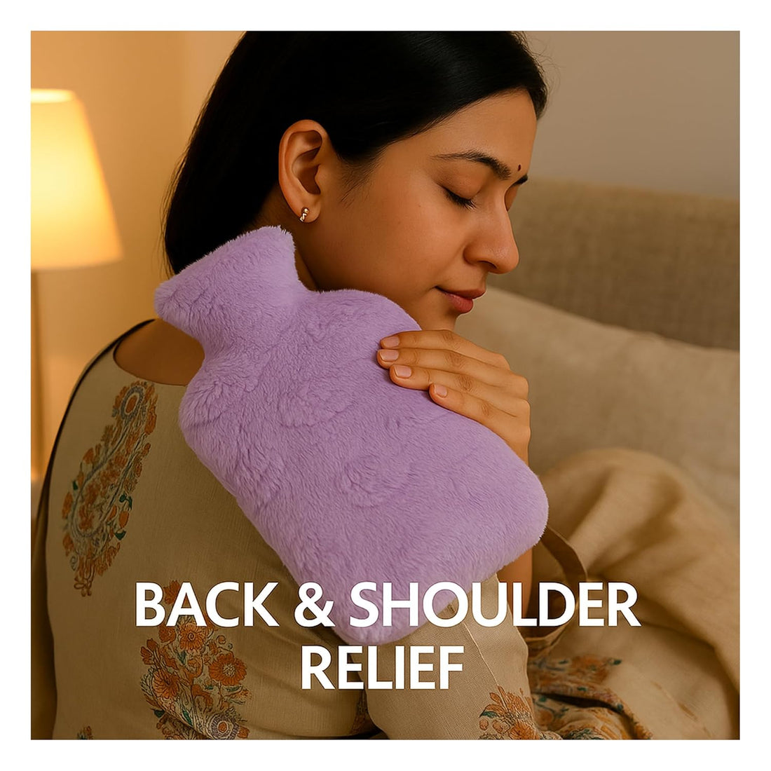 NEA Iconic Hot Water Bottle with Ultra Soft Cloud Cover (Washable), (2L) Non Electric Hot Water Bag for Hot and Cold Compress, Hand Feet Warmer, Heat Bag Ideal for Menstrual Cramps, Neck, Shoulder, Back and Joint Pain Relief, Lavender Colour