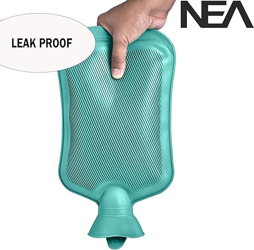 NEA Rubber Hot Water Bag for Pain Relief – 2L, Green, Non-Electric Heating Pad for Cramps, Back & Joint Pain