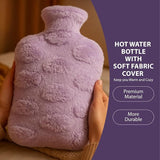 NEA Iconic Hot Water Bottle with Ultra Soft Cloud Cover (Washable), (2L) Non Electric Hot Water Bag for Hot and Cold Compress, Hand Feet Warmer, Heat Bag Ideal for Menstrual Cramps, Neck, Shoulder, Back and Joint Pain Relief, Lavender Colour