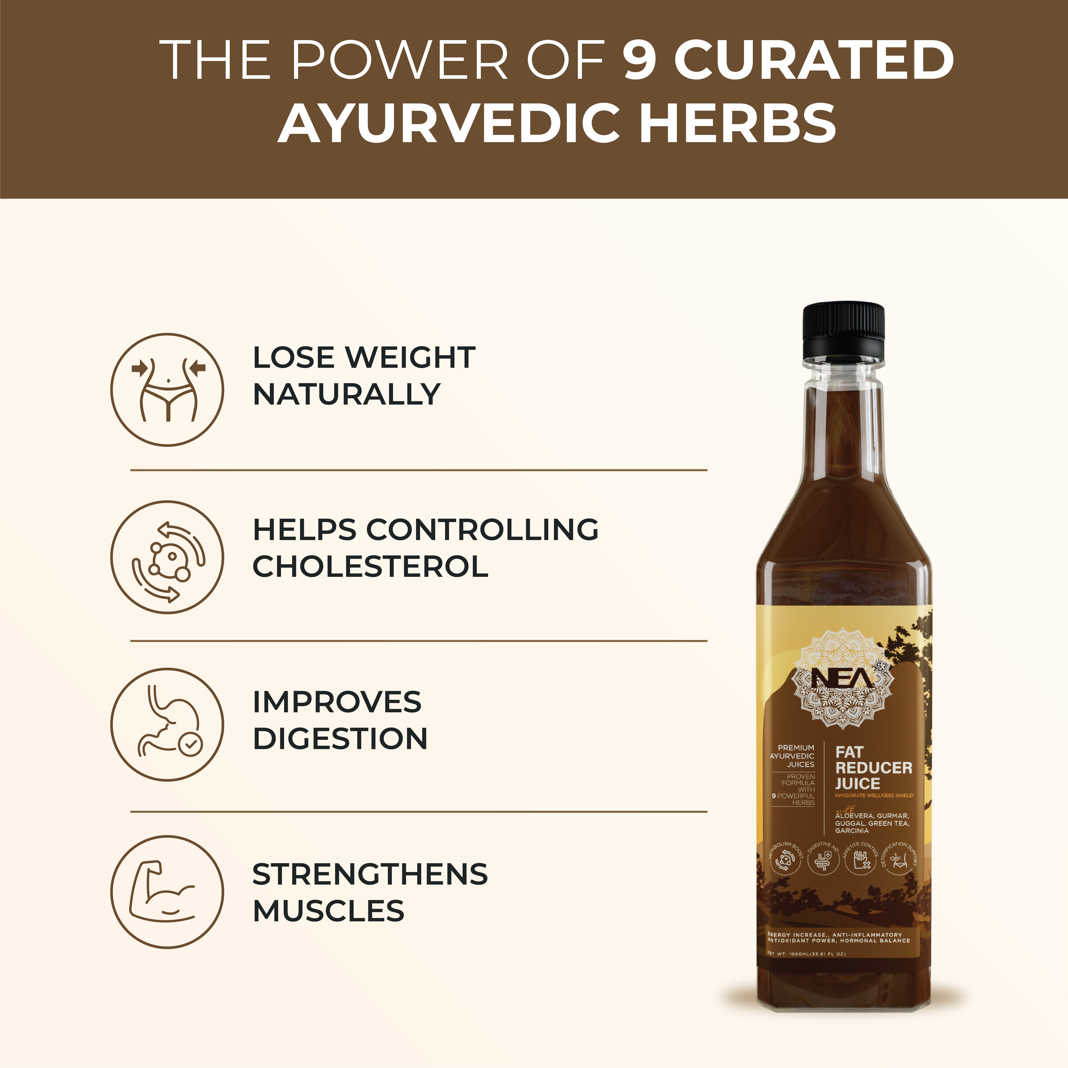 Nea Fat Reducer Juice | 9 Ayurvedic Herbs | Weight Management & Get Slim Naturally