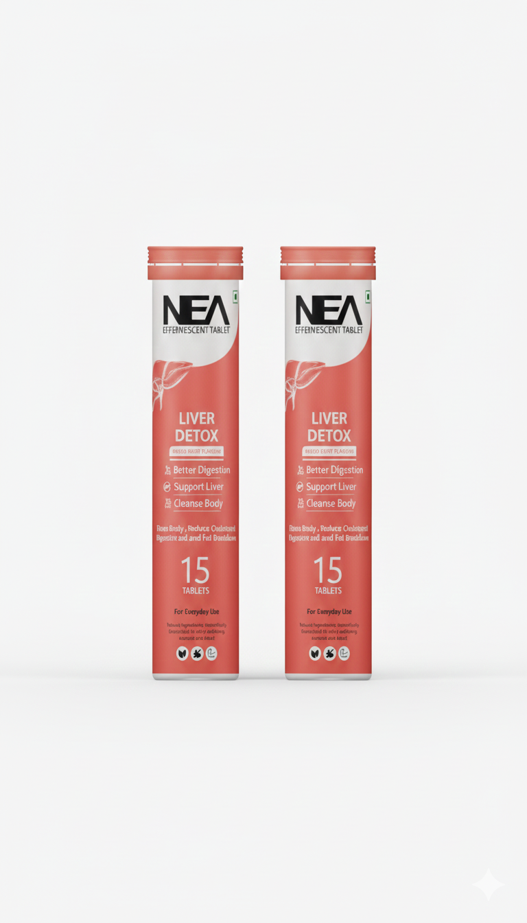 Nea Liver Detox Effervescent گولیاں | 10 سپر آیورویدک جڑی بوٹیاں | کولیسٹرول کو کم کریں (15 گولیاں)
