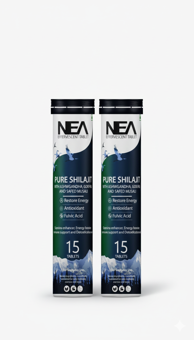 Nea Ayurvedic Himalayan Shilajit Effervescent with Ashwagandha, Safed Musli & Gokhru