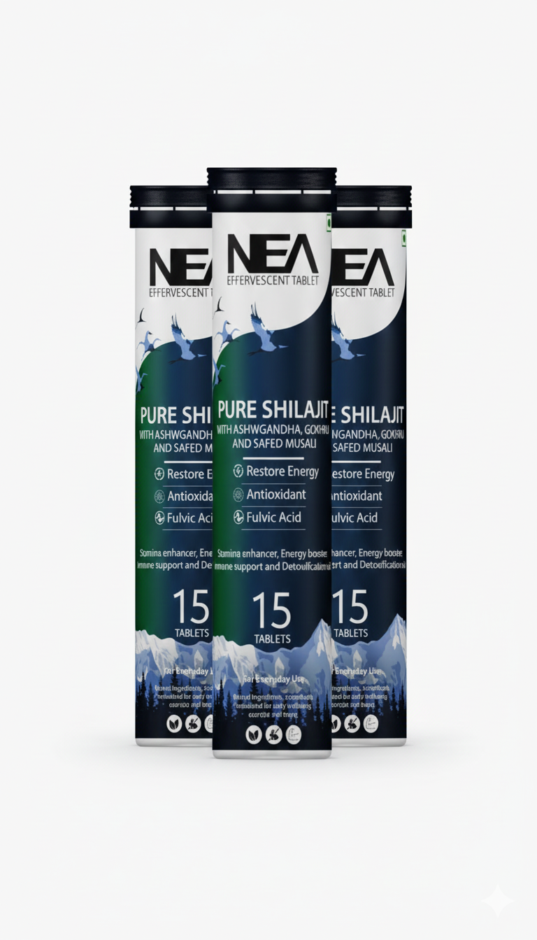 Nea Ayurvedic Himalayan Shilajit Effervescent with Ashwagandha, Safed Musli & Gokhru