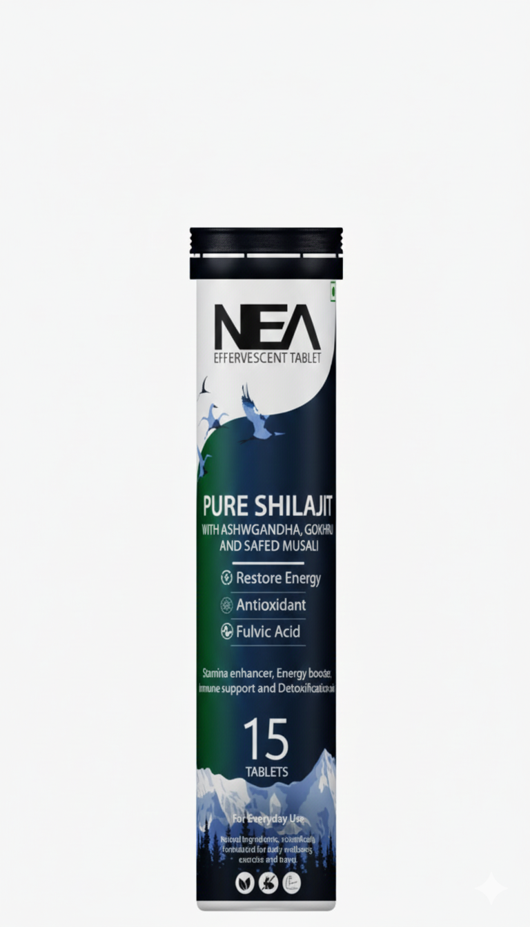 Nea Ayurvedic Himalayan Shilajit Effervescent with Ashwagandha, Safed Musli & Gokhru