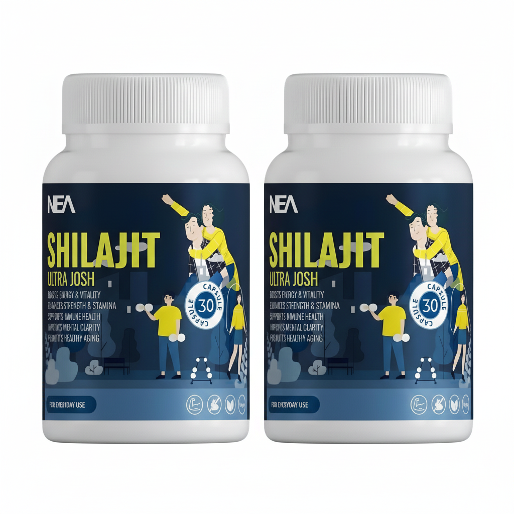 NEA شیلاجیت الٹرا جوش کیپسول اشوگندھا، محفوظ مصلی اور گوکھرو