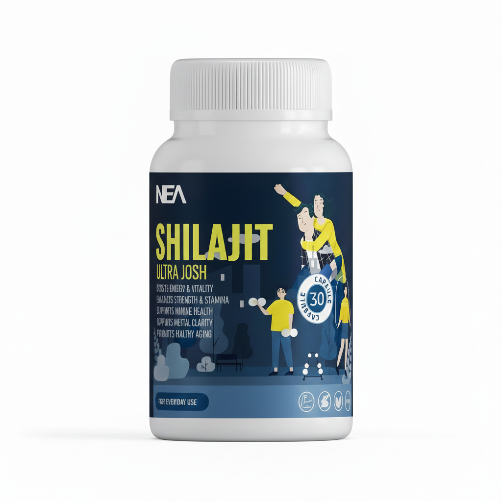 NEA شیلاجیت الٹرا جوش کیپسول اشوگندھا، محفوظ مصلی اور گوکھرو