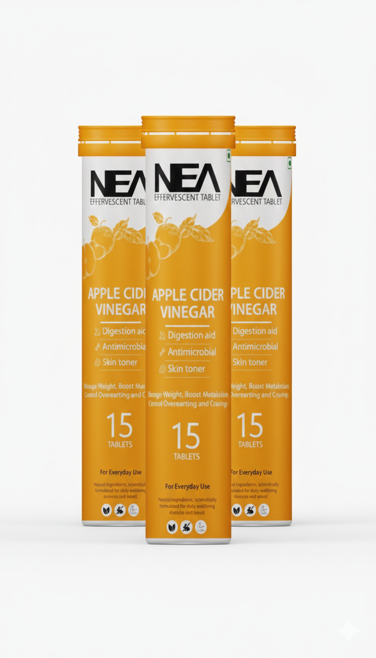Nea Apple Cider Vinegar Effervescent گولیاں | وزن میں کمی | وٹامن B6 اور B12 | 15 نمبر (15 گولیاں)