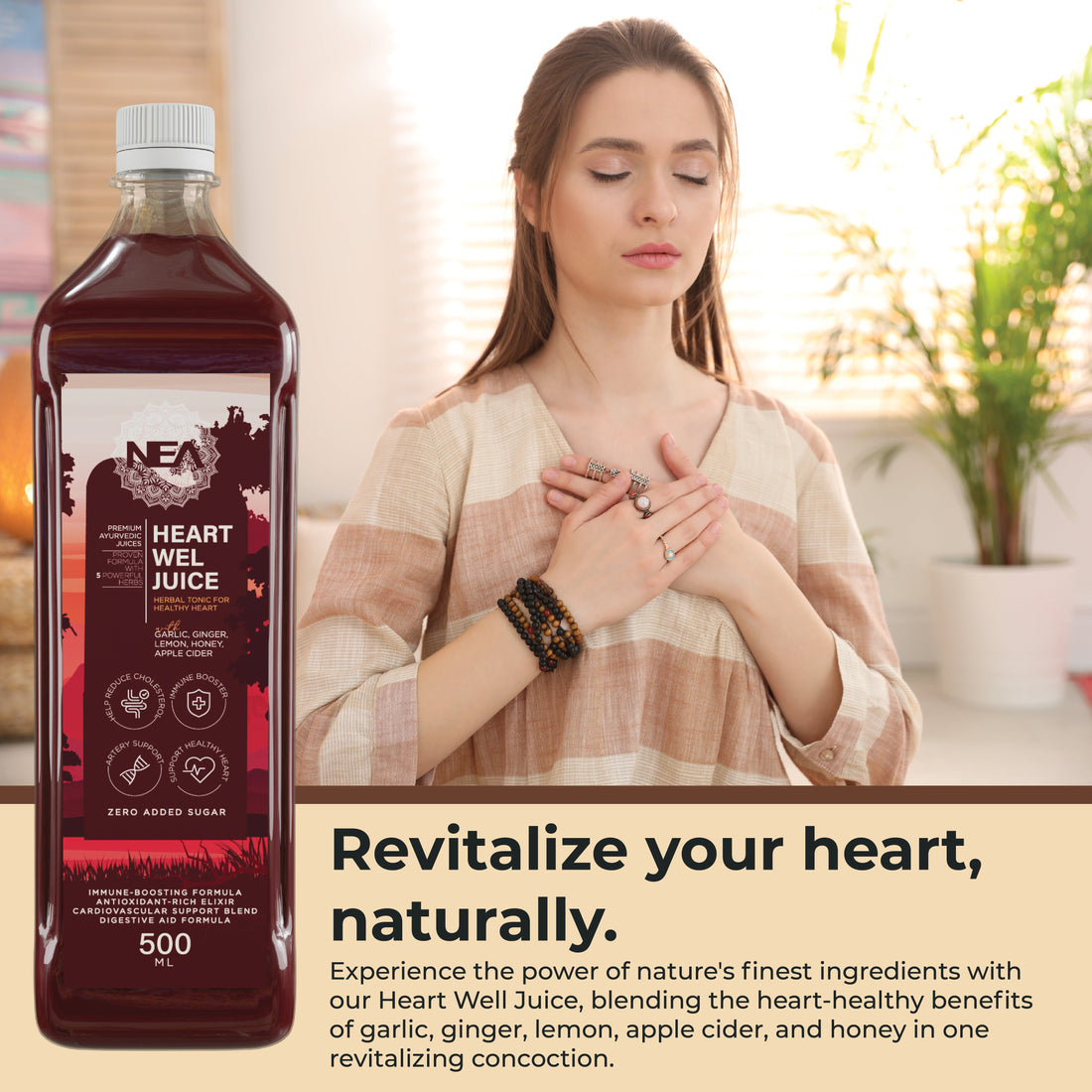نی ہارٹ ویل آیورویدک جوس | کولیسٹرول کی دیکھ بھال | بی پی کنٹرول | ایپل سائڈر اور مزید