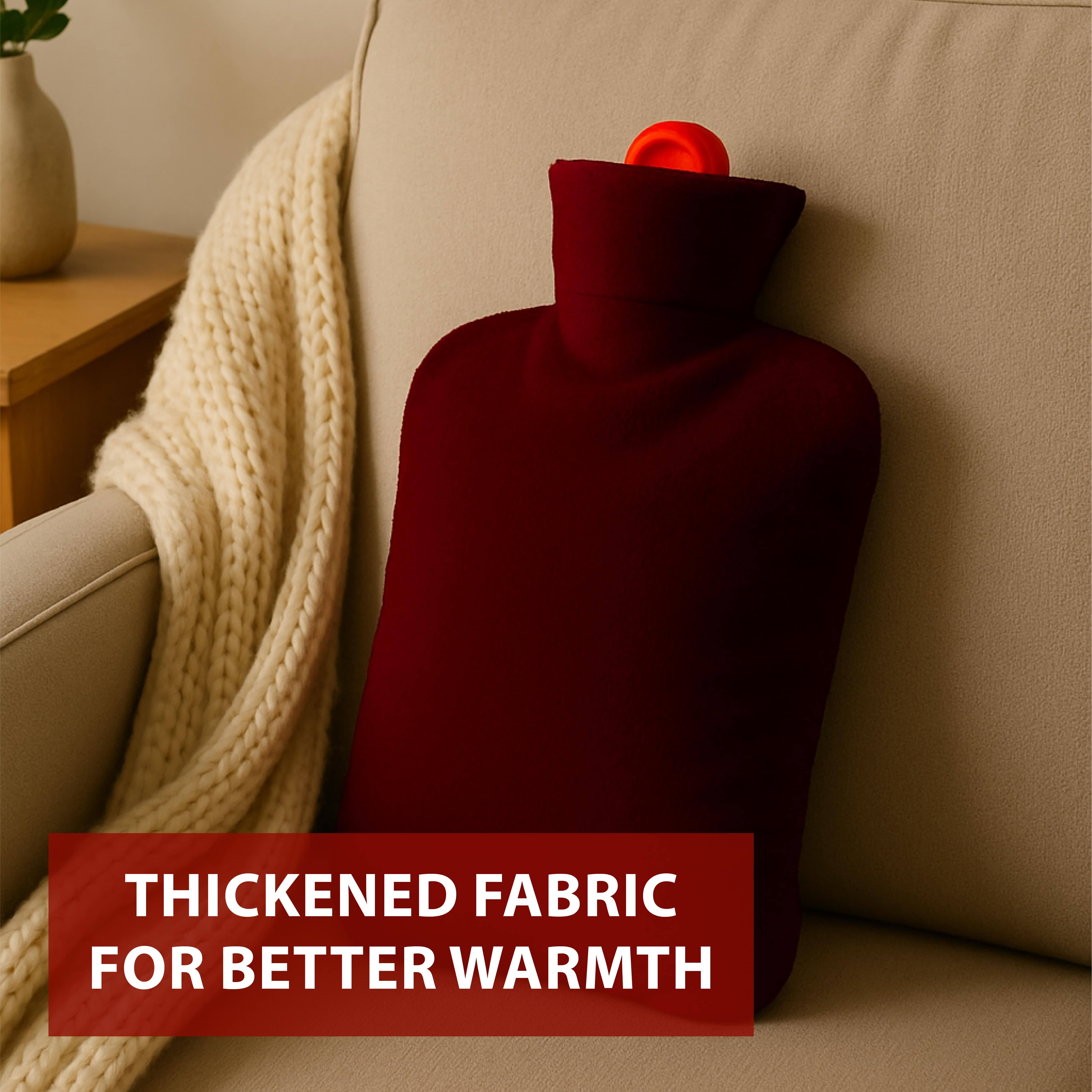 NEA Hot Water with Washable Velvet Soft Cover (2 Litre) | Leakproof Premium Bottle for Pain Relief & Winter Warmth