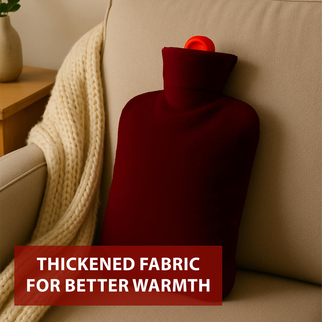 NEA Hot Water with Washable Velvet Soft Cover (2 Litre) | Leakproof Premium Bottle for Pain Relief & Winter Warmth