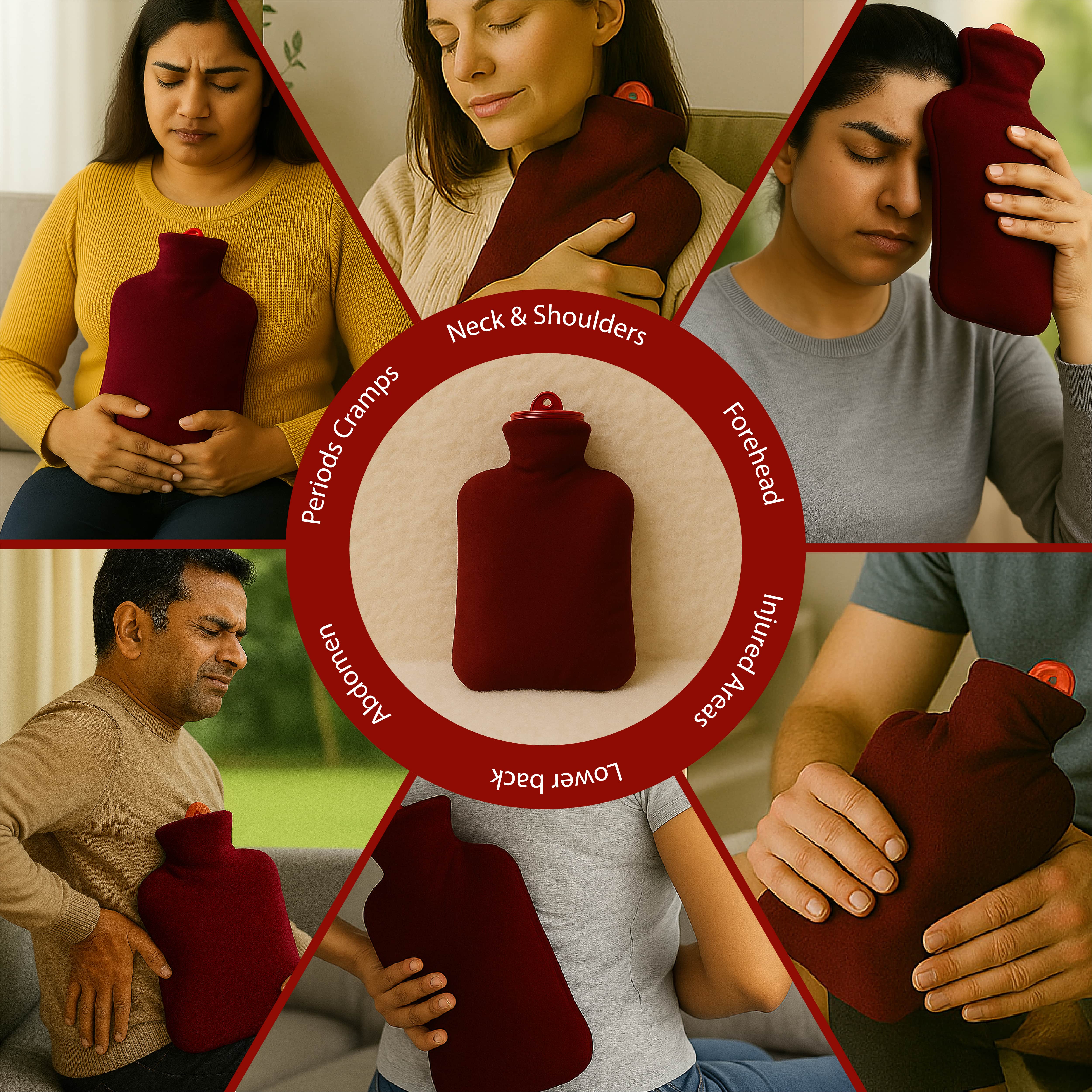 NEA Hot Water with Washable Velvet Soft Cover (2 Litre) | Leakproof Premium Bottle for Pain Relief & Winter Warmth