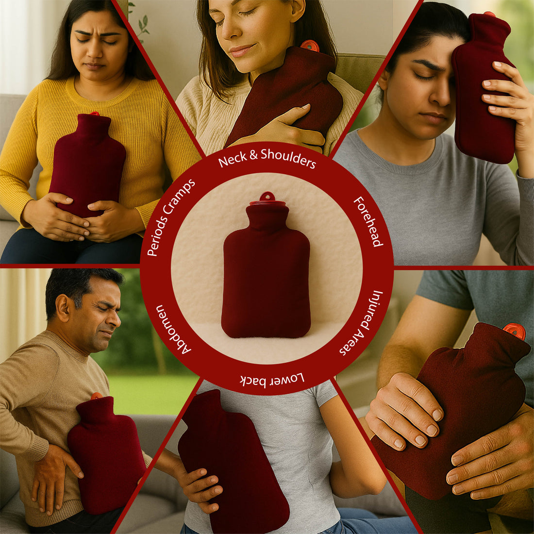 NEA Hot Water with Washable Velvet Soft Cover (2 Litre) | Leakproof Premium Bottle for Pain Relief & Winter Warmth