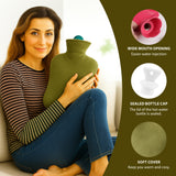 NEA Hot Water with Washable Velvet Soft Cover (2 Litre) | Leakproof Premium Bottle for Pain Relief & Winter Warmth