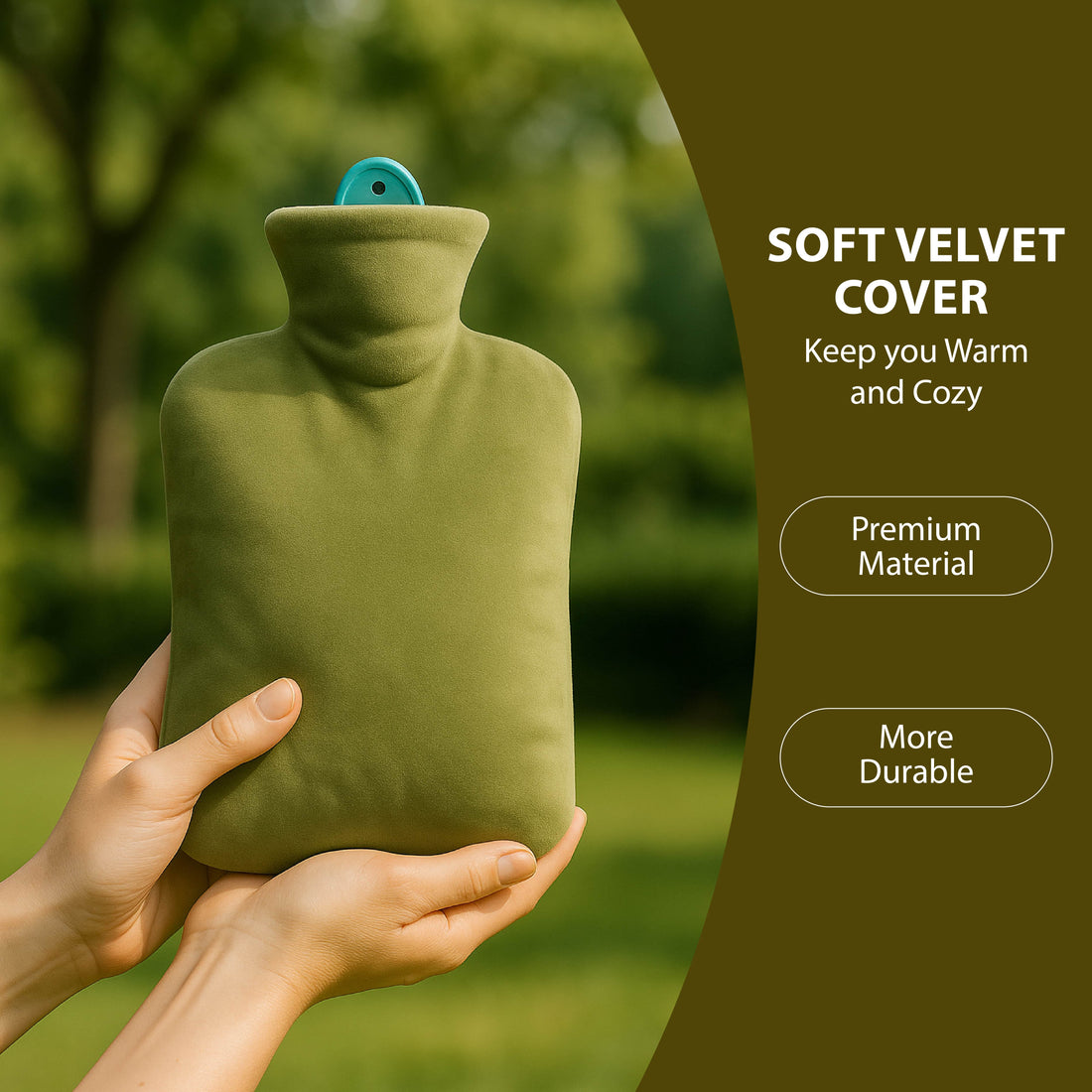 NEA Hot Water with Washable Velvet Soft Cover (2 Litre) | Leakproof Premium Bottle for Pain Relief & Winter Warmth