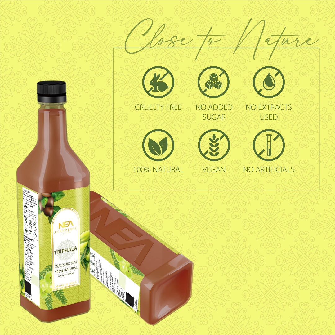 NEA Ayurvedic Amla, Harad, Baheda Triphala Juice | Prevent Ageing, Digestion, Immunity (1000 ML)