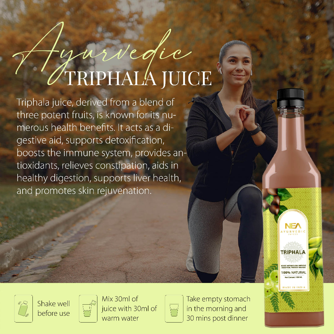 NEA Ayurvedic Amla, Harad, Baheda Triphala Juice | Prevent Ageing, Digestion, Immunity (1000 ML)