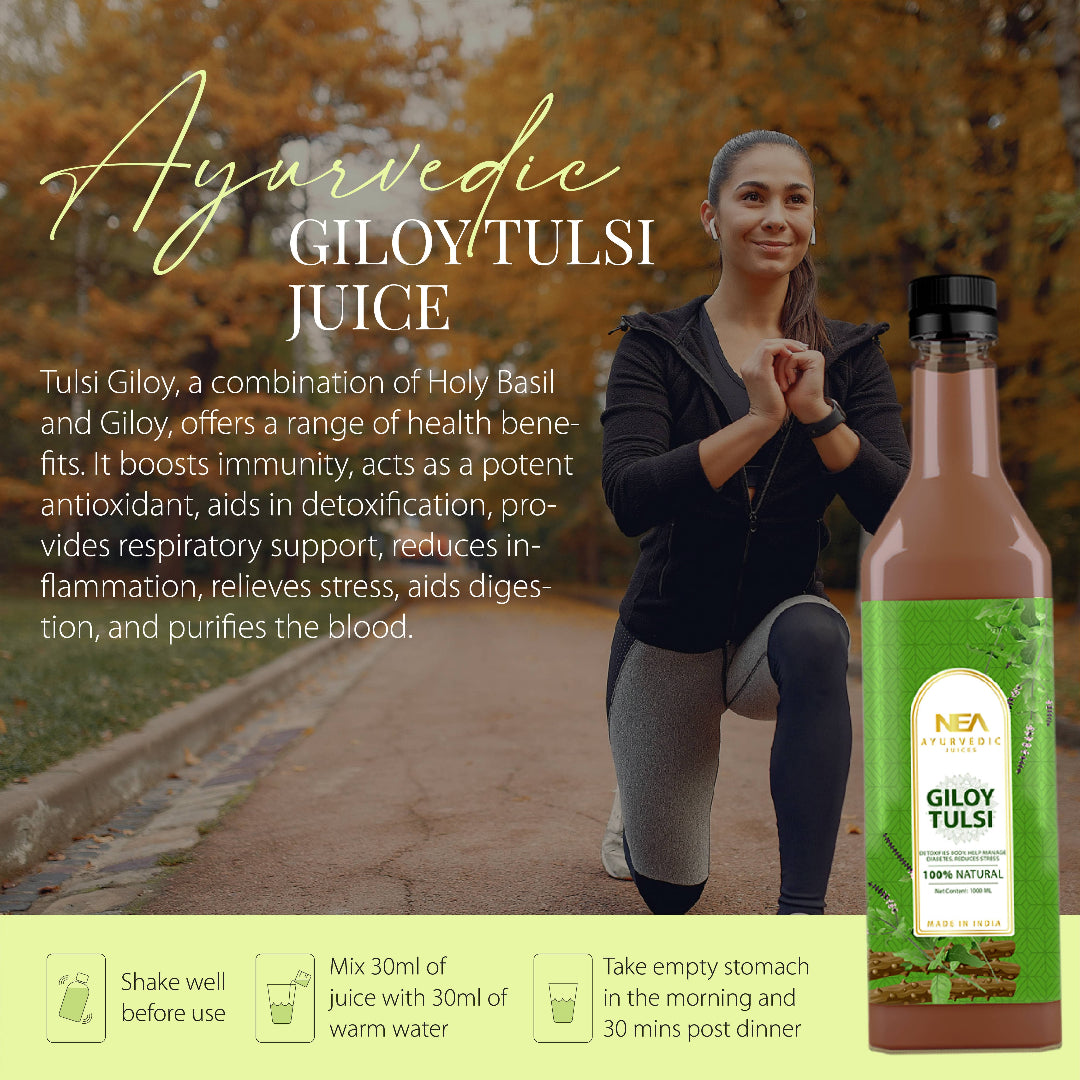 Nea Ayurvedic Tulsi Giloy Juice for Immunity, Stress Reduction & Detox (1000ML)