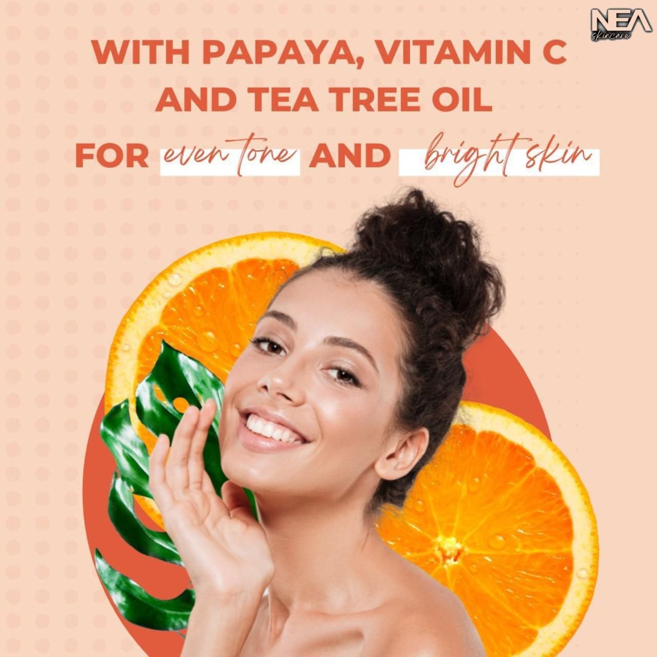 NEA Skincare Face Wash with Papaya, Vitamin C & Tea Tree Oil | All Skin Types | 100ml