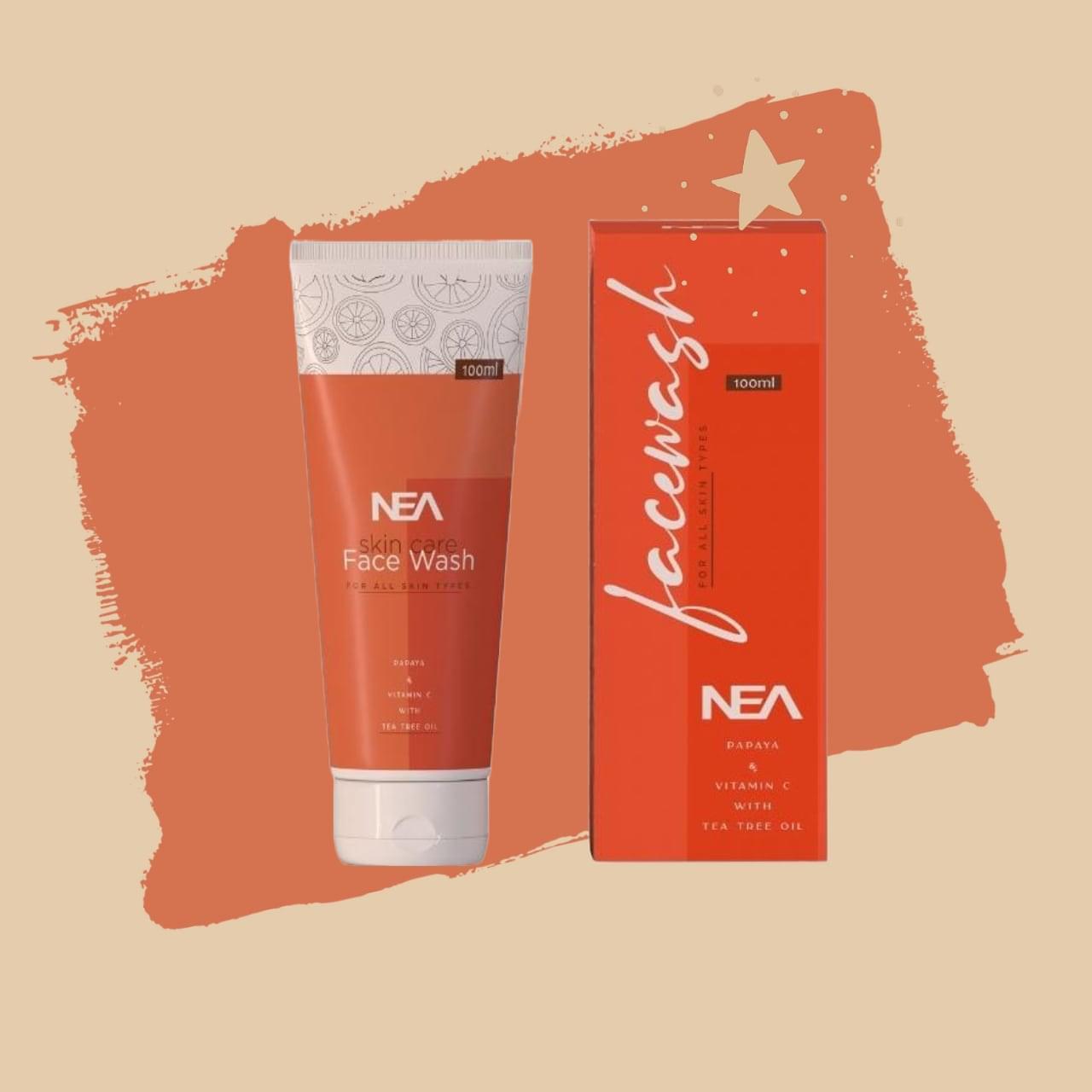 NEA Skincare Face Wash with Papaya, Vitamin C & Tea Tree Oil | All Skin Types | 100ml