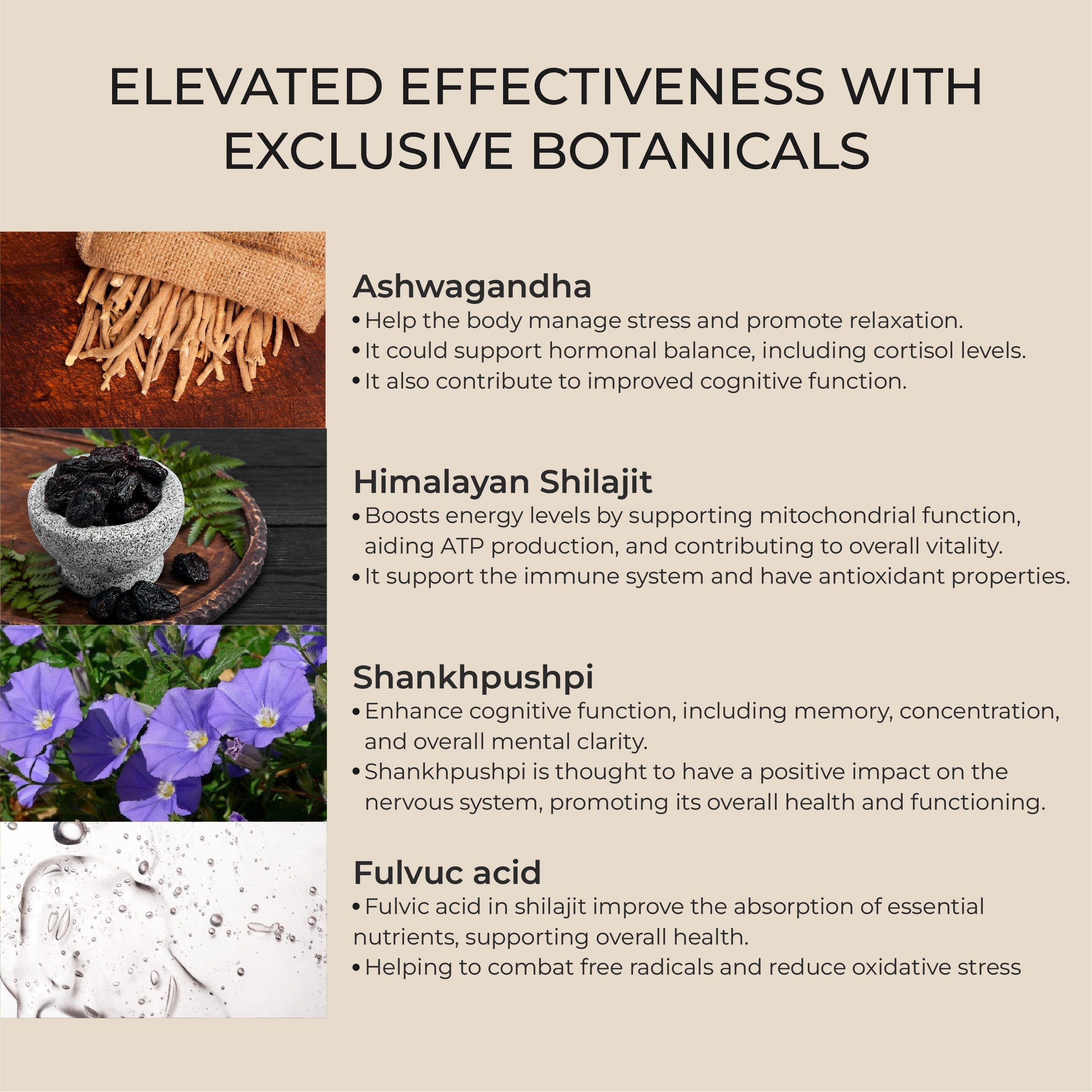 این ای اے شیلاجیت کے ساتھ اشوگندھا اور شنکھ پُشپی (15 گرام) 80% فلوِک کے ساتھ 5X زیادہ موثر