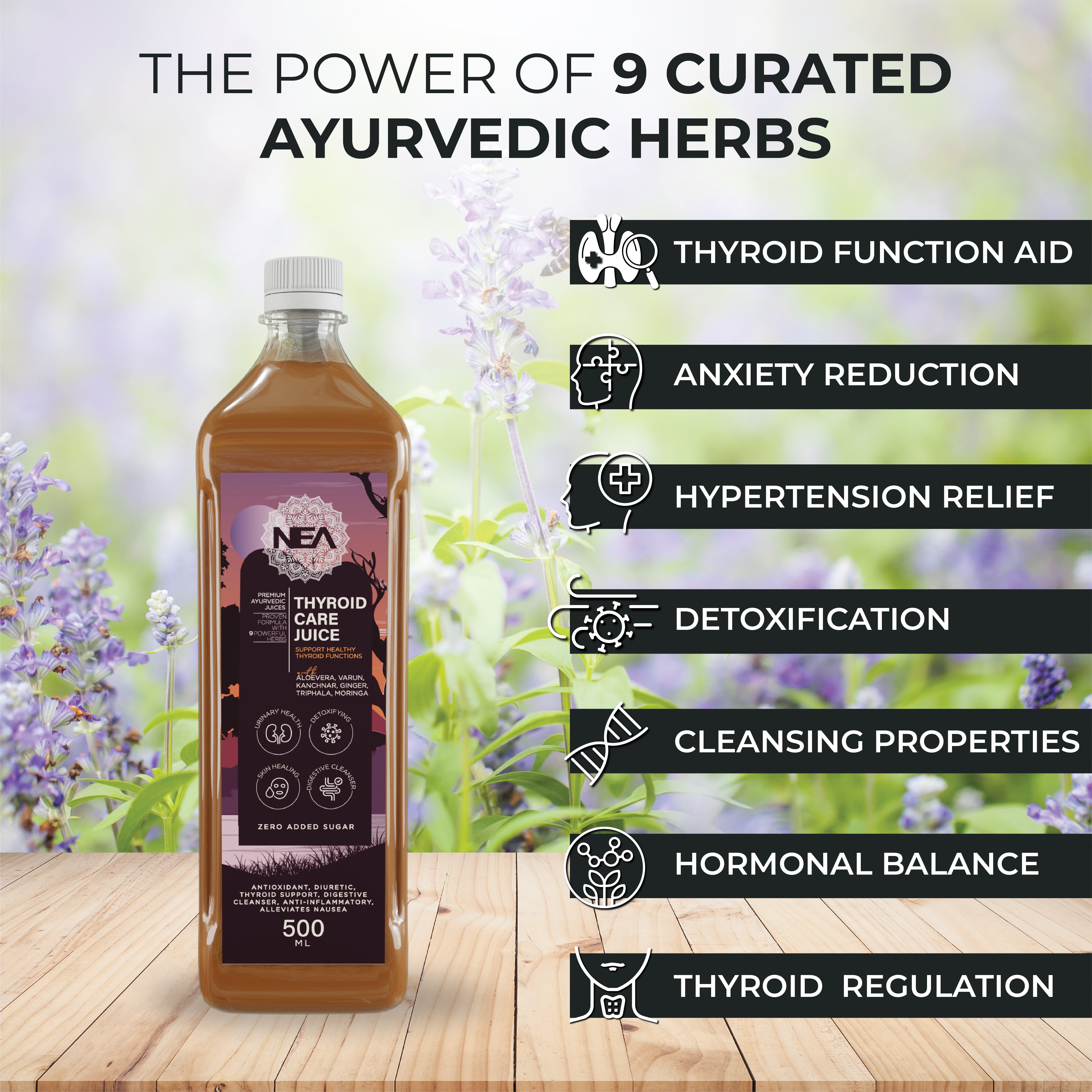 Nea Thyroid Care Ayurvedic Juice | Kanchnar, Guggulu | Maintains TSH, T3, T4 Level