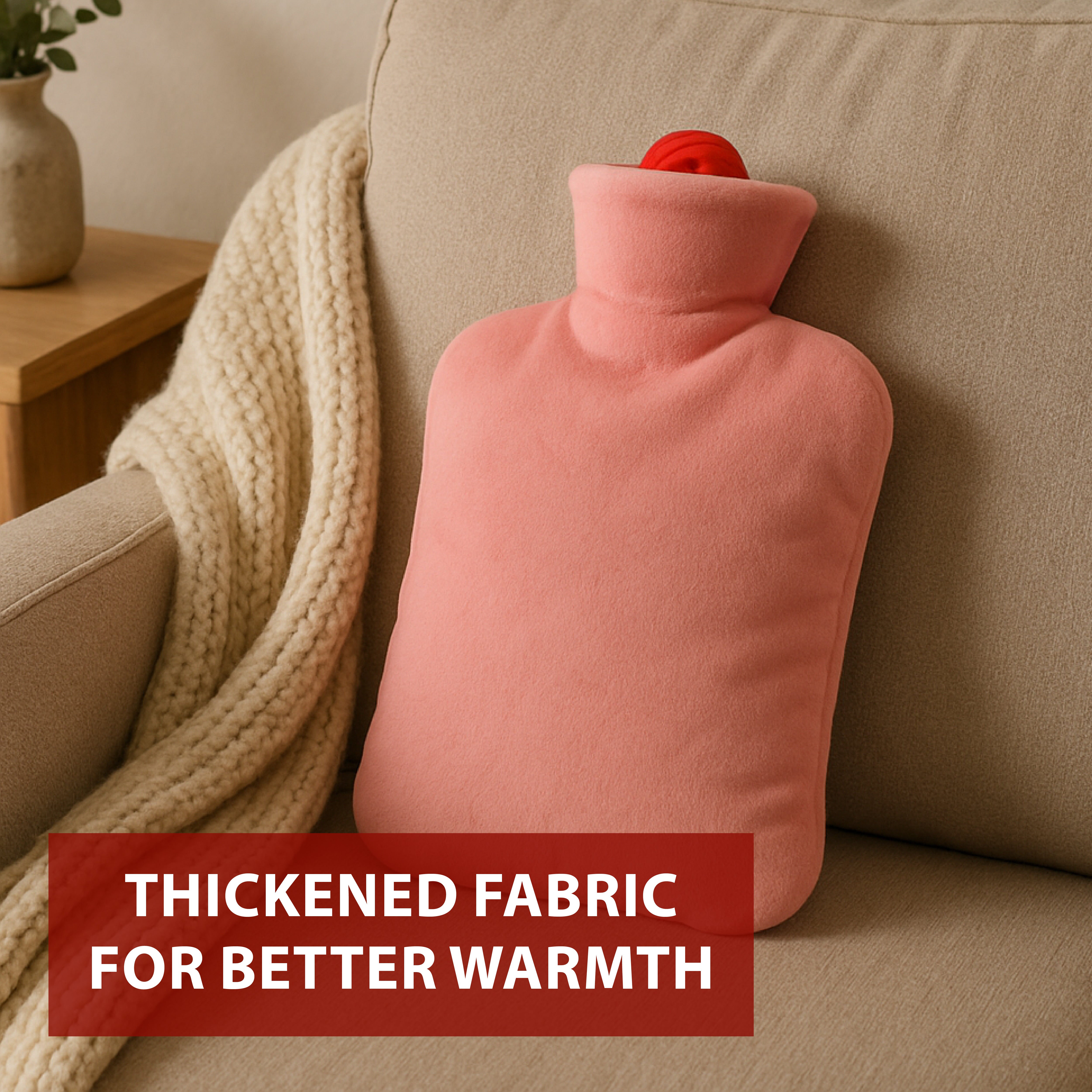 NEA Hot Water with Washable Velvet Soft Cover (2 Litre) | Leakproof Premium Bottle for Pain Relief & Winter Warmth