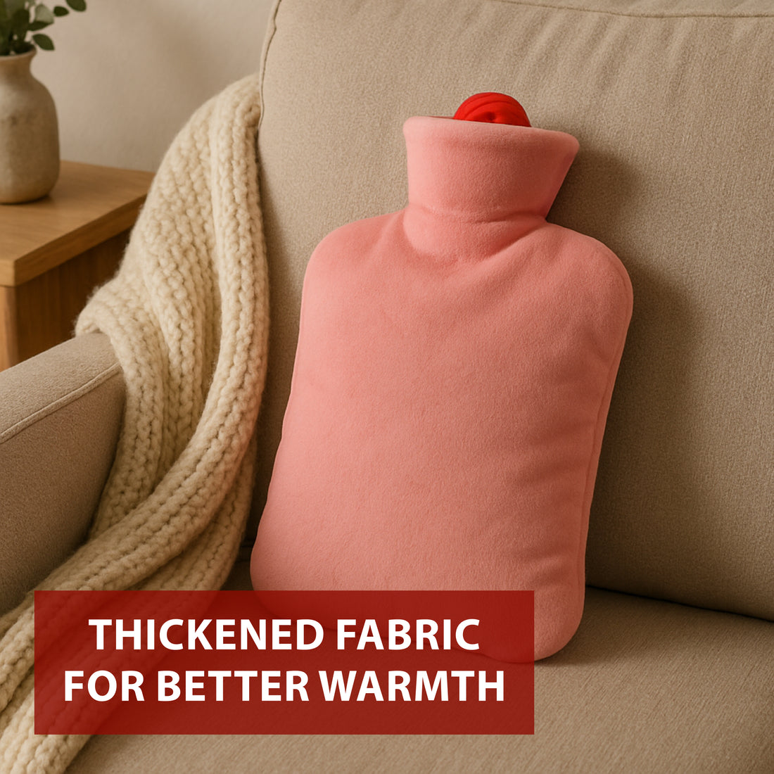NEA Hot Water with Washable Velvet Soft Cover (2 Litre) | Leakproof Premium Bottle for Pain Relief & Winter Warmth