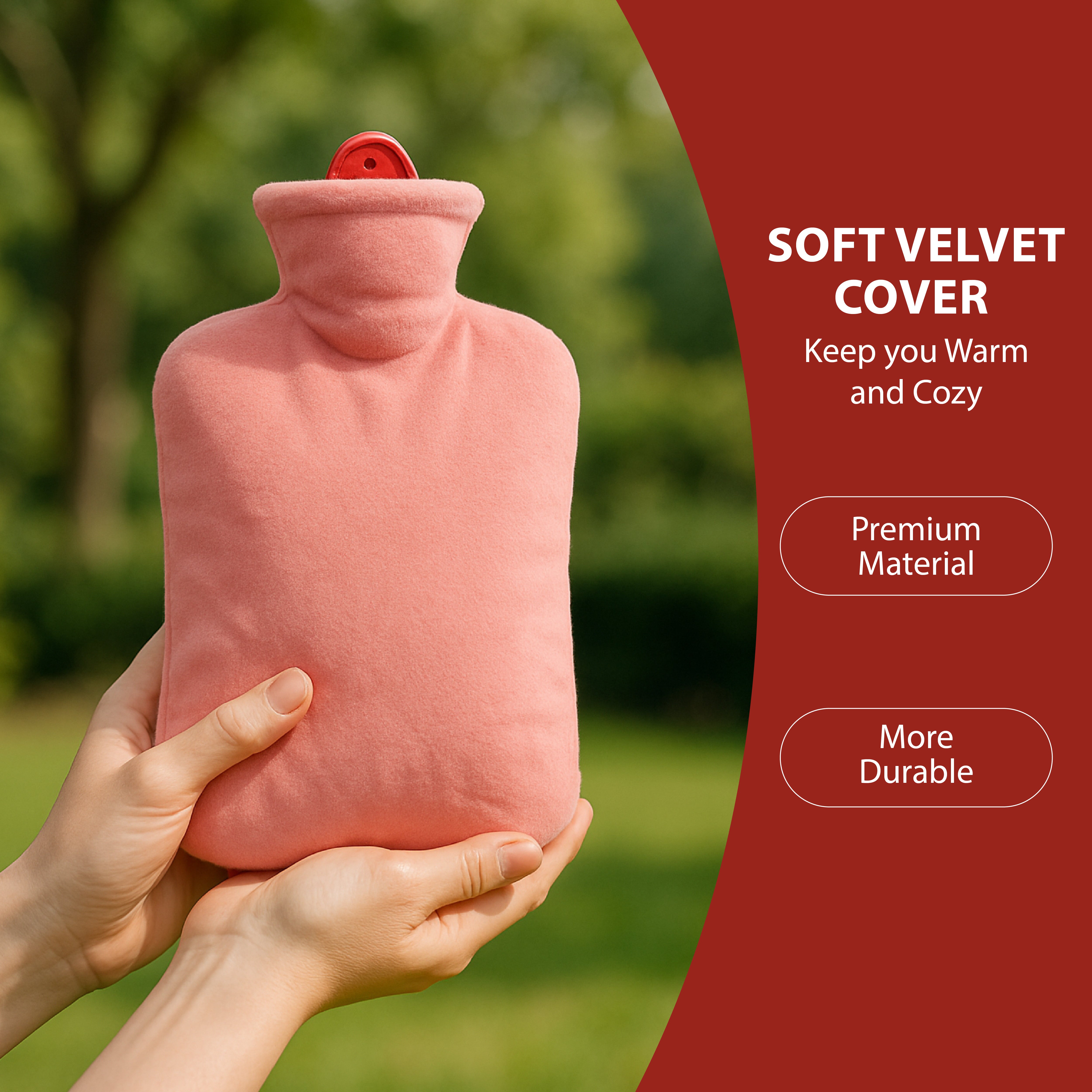 NEA Hot Water with Washable Velvet Soft Cover (2 Litre) | Leakproof Premium Bottle for Pain Relief & Winter Warmth