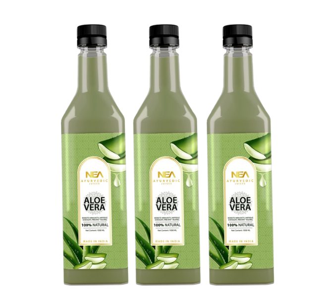 NEA एलोवेरा आयुर्वेदिक जूस - हाइड्रेशन, स्वस्थ त्वचा, बाल, एंटी-एजिंग (1000ml)