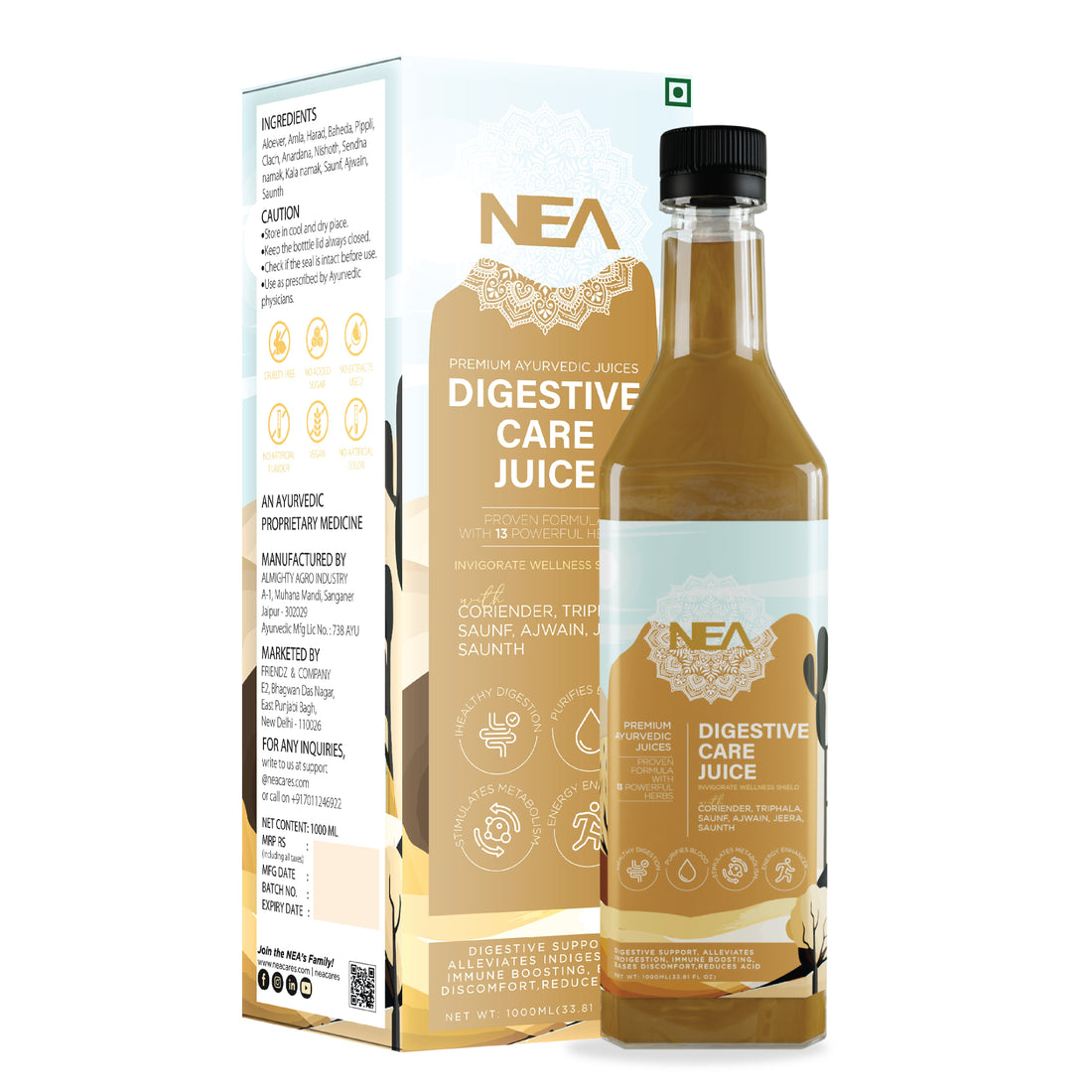 Nea Digestive Care Juice | 13 Ayurvedic Herbs | Gut Health | Relieves Bloating