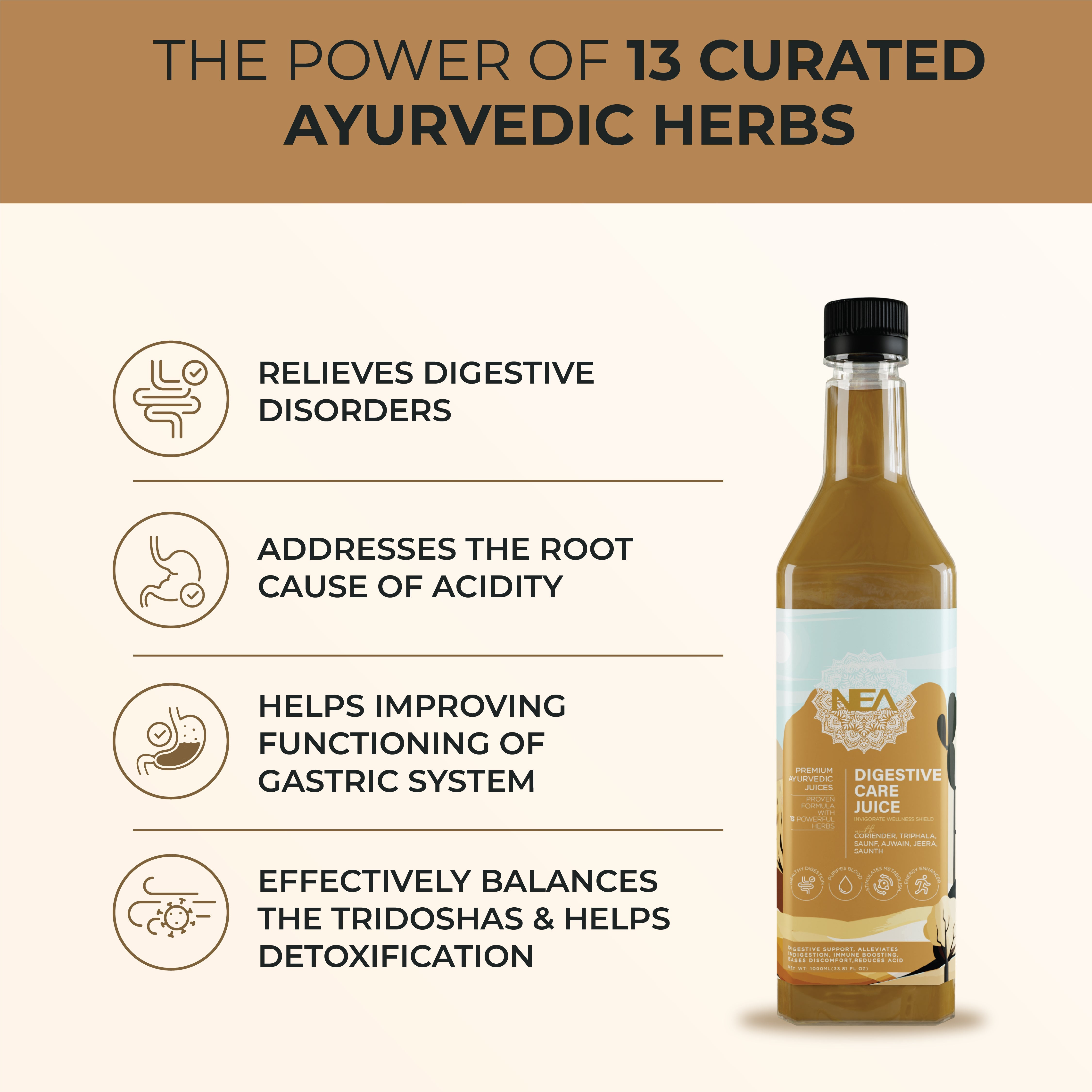 Nea Digestive Care Juice | 13 Ayurvedic Herbs | Gut Health | Relieves Bloating